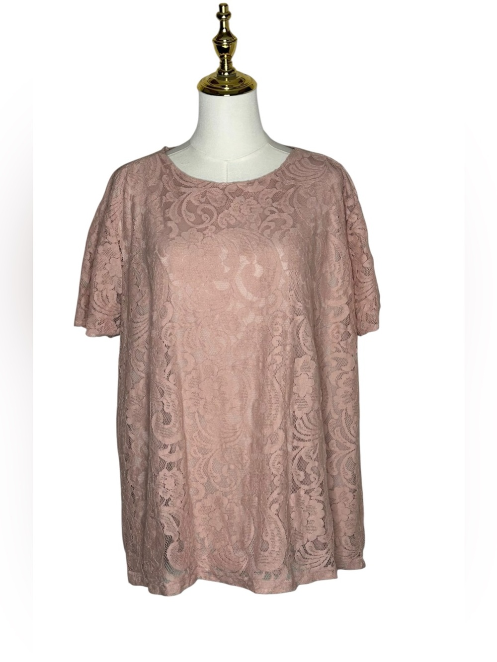 Liz Claiborne Career Dusty Rose Lace Fairycore Top Plus Sz 3X Coquette Girl EUC